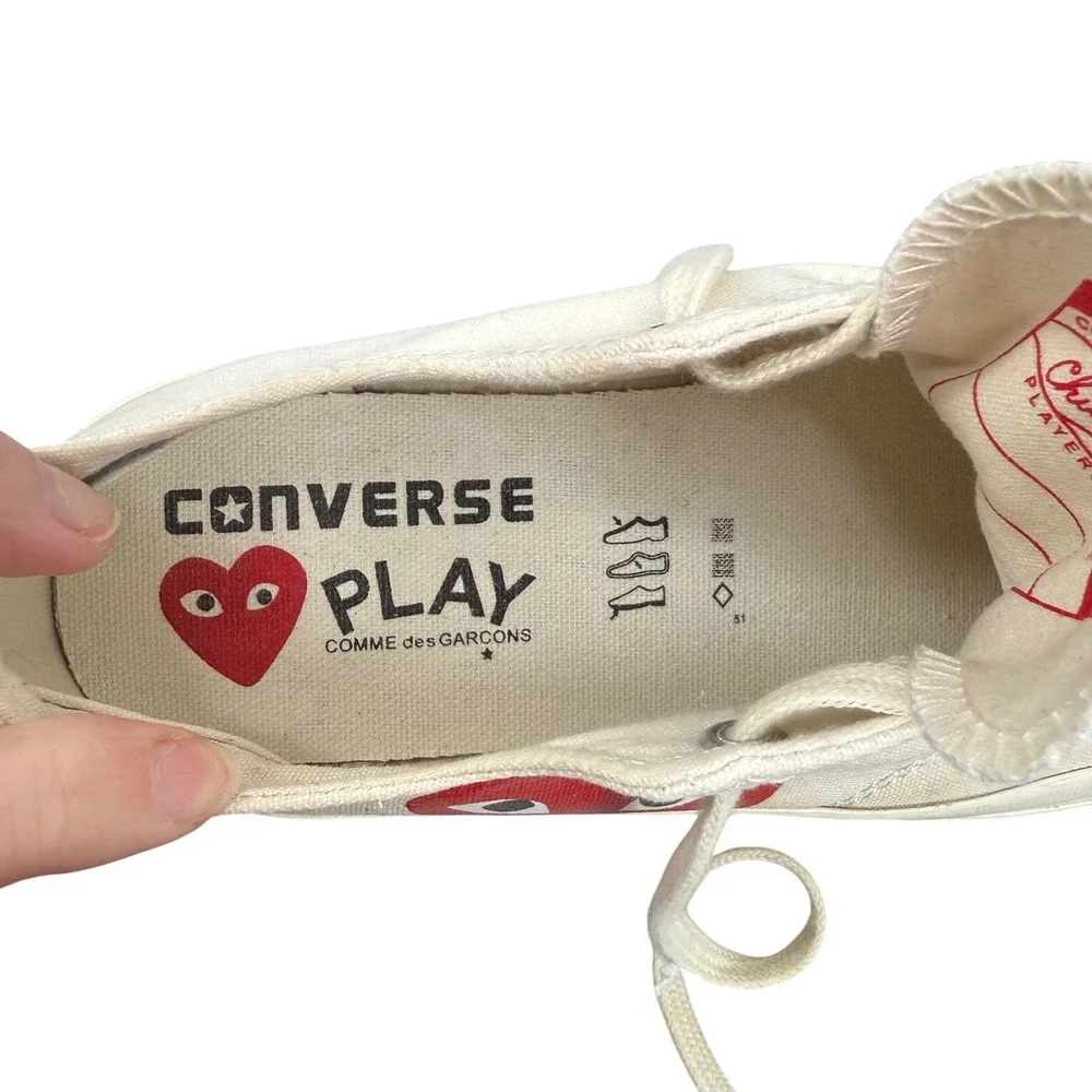 Comme des‎ Garçons PLAY x Converse Chuck 70 Low Cream Heart Sneakers Womens 7.5 - Picture 6 of 7